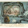 Postkarte mit König Ludwig II. in der Muschel-Gondel auf dem See der Blauen Grotte von Linderhof, 2