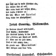 „Kleines Bürgerfest bey Annahme der Königs-Würde unsers allgeliebten Maximilian des Ersten, gefeyert von einem baierischen Landstädtchen“ (um 1806), Seite 3