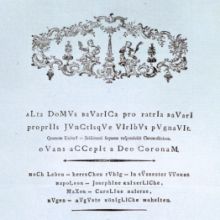 Chronogramm als Glückwunsch zur Erhebung Bayerns zum Königreich am 1. Januar 1806 und zur Vermählung der Königstocher Auguste Amalie mit dem Vizekönig von Italien, Eugène am 13./14. Januar 1806