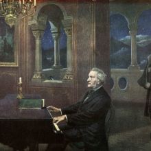 Richard Wagner spielt König Ludwig II. auf dem Flügel vor (um 1880)