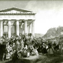 „Einzug König Ottos I. in Athen vor dem Theseion“ (1834)