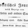 „Ueber den Aufenthalt des Kaisers Napoleon in München. Merkwürdigkeiten von dem Französischen und Baierschen Hofe.“ (1806), Seite 1