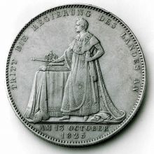 Geschichtskonventionstaler auf den Regierungsantritt König Ludwigs I. von Bayern am 13. Oktober 1825