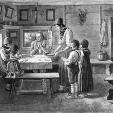 Bauernfamilie beim Tischgebet (ca. 1823)